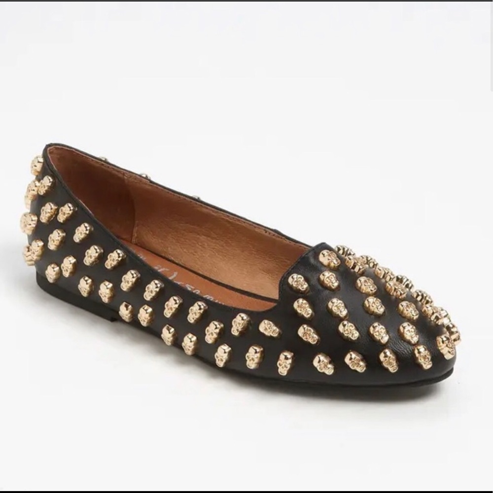 Jeffrey Campbell Black Flats with Gold Studs - Picture 2 of 4